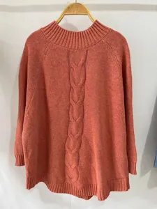 Women's casual cable knit sweater, half high collar, batwing sleeves, comfortable autumn wear.