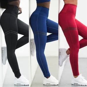 Women High Waist Butt Lifting Compression Leggings Double Ring Glue Printed Elastic Athletic Yoga Pants Cotton Bottoms
