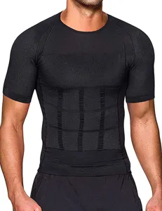 Men's slimming compression short sleeve shapewear tummy control workout undershirt for men