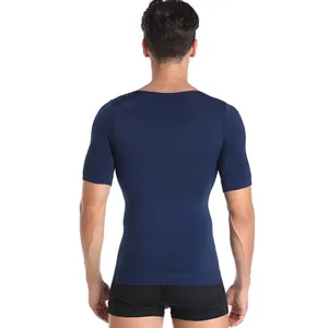 Men's short sleeve compression shapewear slim fit tummy control body shaper sportswear top