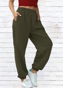 Lässige grüne Jogginghose für Damen, High Waist Sweatpants mit Bündchen für Sport und Freizeit.