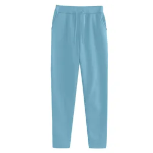 Casual solid color fleece-lined sweatpants with drawstring for men and women daily wear.
