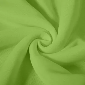 Green fleece lined sweatpants fabric detail, soft texture and comfortable casual trouser material.