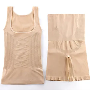 Damen Postpartum Miederware Bauchweg Weste Hohe Taille Formende Hose Nahtloses Zweiteiliges Body Shaper Set