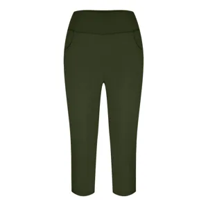 Dark green high-waisted yoga pants for women with front pockets cropped activewear leggings.