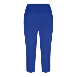 Blue high waist yoga pants for women athletic fitness workout running with side pockets