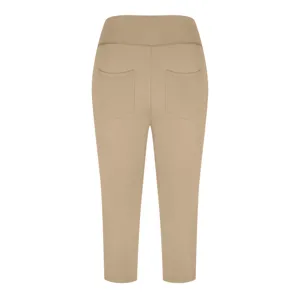 Back view of women high waist solid color yoga pants with back pockets, activewear.