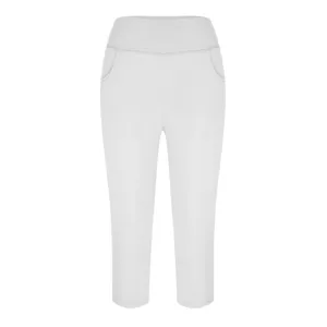 High waist yoga pants detail, front side pockets design, comfortable sportswear.