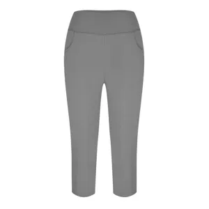 Women's high waisted yoga pants solid color cropped sports leggings with side pockets grey