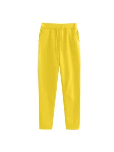 Solid color fleece-lined casual sweatpants with drawstring waist for men and women daily wear.