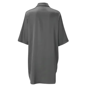 Women solid color silky short sleeve nightshirt casual lounge long top dark grey wear