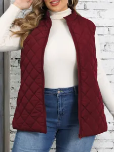 Donna gilet trapuntato collo alto piumino inverno senza maniche caldo outerwear top