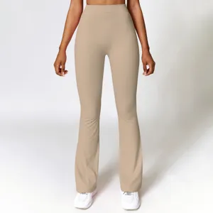 High waisted flare yoga pants for women athletic gym fitness workout flared trousers detail