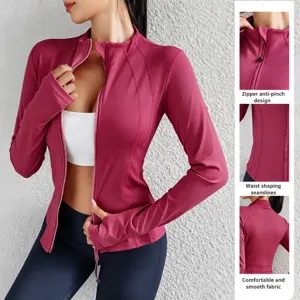 Women sports jacket slim fit zip up cardigan high elastic running fitness yoga activewear top