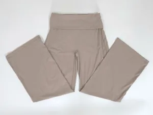 Fold-over high waist flare yoga pants for women, comfortable casual sports fitness trousers.