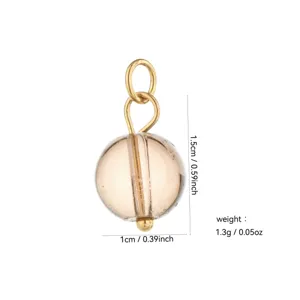 18K Gold Plated Natural Stone Round Bead Pendant DIY Jewelry Earring Accessory 1.5cm