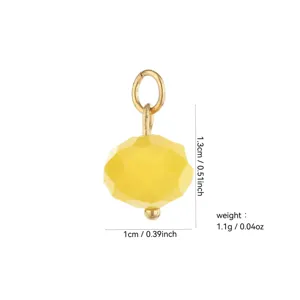 DIY 18K Gold Plated Yellow Stone Pendant Charm Jewelry Accessory Component 1.3x1cm