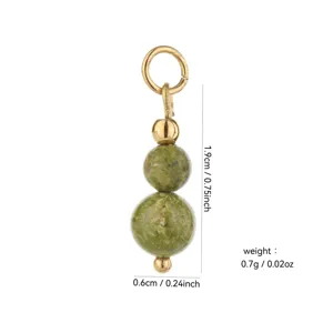 Detail shot of 18k gold plated natural stone beaded DIY jewelry pendant component.