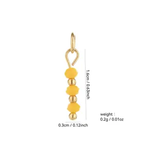 18K Gold Plated DIY Earring Pendant with Yellow Natural Stone and Metal Beads Detail