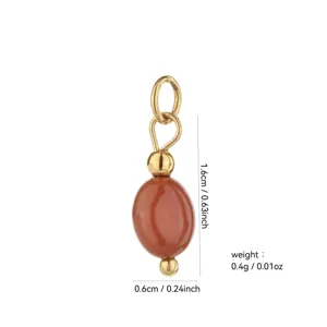 Exquisite detail of handmade DIY natural stone pendant charm with 18k gold plated finish.
