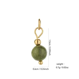 Detailed shot of 18k gold plated natural stone bead pendant showing size and weight specs.