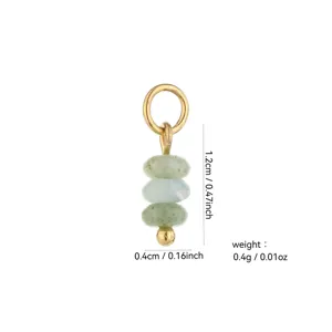 Detail view of natural stone round bead pendant with 18k gold plated ring for DIY earrings.