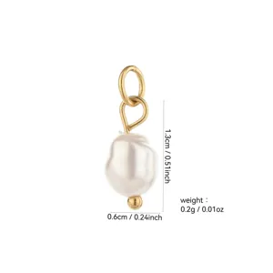 Detailed view of handmade DIY baroque pearl gold pendant component with exact dimensions.