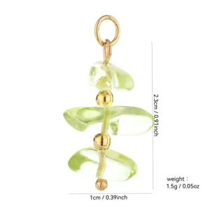 DIY natural stone bead pendant detail view, golden metal accessories, jewelry making component.