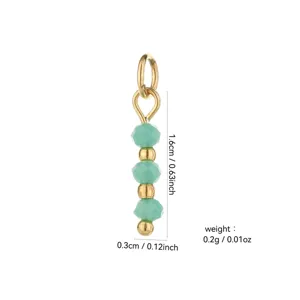 Handmade natural stone round bead pendant 18k gold plated DIY hoop earring accessory