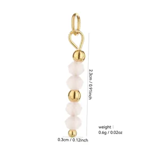 DIY 18k gold plated natural stone bead pendant accessory detail view showing size and weight.