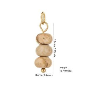 Natural gemstone round bead pendant charm 18k gold plated DIY jewelry accessory component