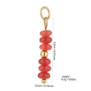 Handmade DIY natural stone round bead pendant with elegant 18k gold plated metal accessories.
