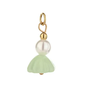 Handmade DIY natural stone round pearl pendant gold plated charm for fashion earrings jewelry making