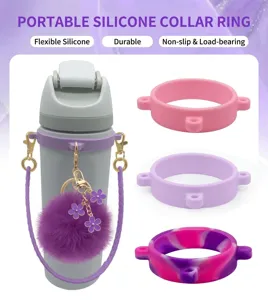Silikon Flaschen Gurt Ring Detailansicht, flexibles Anti-Rutsch-Band für 6-9cm Tassen mit Anhänger.