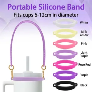 Hochelastische Silikon Becherhülle Gurt Herz Floral Gestrickter Griff Für Stanley Owala Wasserflasche Tragbare Rutschfeste Becherhalter Zubehör