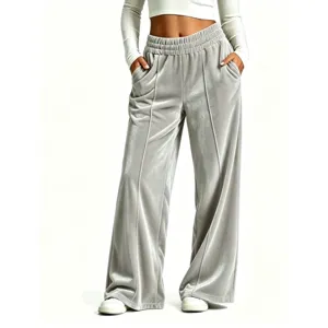 Women high waist gold velvet wide leg pants casual loose drape trousers for autumn winter