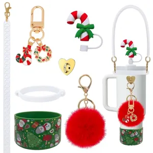 Set accessori per tazza di Natale stivale in silicone topper per cannuccia per 30 40oz tazza