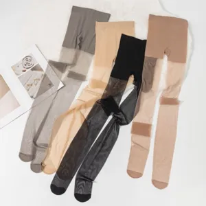 Collants Sexy en Soie Guipée Ultra-Fins pour Femmes Collants Transparents Anti-Filaire Haute Élasticité Couleur Unie