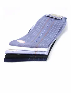 Men's thin nylon jacquard dress socks stacked in multiple classic colors for business wear.