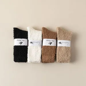 Cozy coral fleece over-the-knee fuzzy sleep socks winter warm thick long socks 4 pairs
