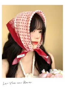 Cotton linen polka dot headscarf vintage French triangle scarf hair band vacation beach