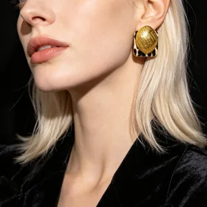 Retro metal flocado estampado leopardo pendientes, lujo diseñador geométrico joyería mujer.
