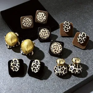 Otono invierno retro metal flocado leopardo pendientes diseno de lujo joyeria mujer.