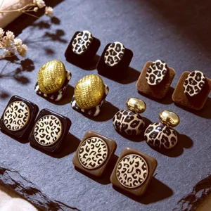 Pendientes estampado leopardo otoño invierno metal flocado chic joyería mujer estilo