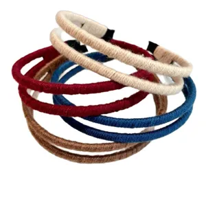 Korean style double strand yarn wrapped slim headband set, chic stacking fashion hair hoop