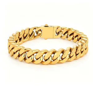 Classico Bracciale a Catena Cubana da Uomo in Acciaio Inossidabile al Titanio Oro Nero Argento Lucidato Gioielli Hip Hop