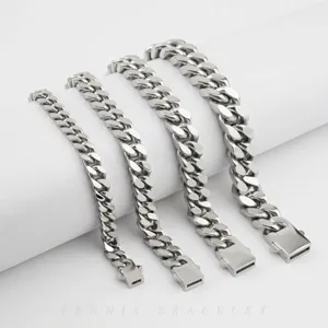 Bracciale Catena Cubana Uomo Acciaio Inossidabile Pesante Metallo Biker Punk Gioiello