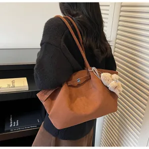 French style large capacity suede underarm bag autumn retro tote bag commuter casual shoulder bag