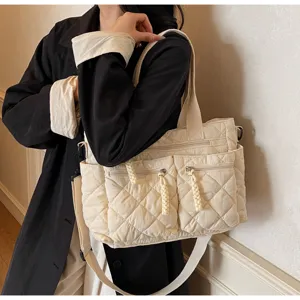 Bolso tote acolchado de moda para mujer, gran capacidad bolso de hombro casual diario.