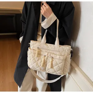 Bolso shopper acolchado informal para mujer, bolso de hombro grande para otoño e invierno.